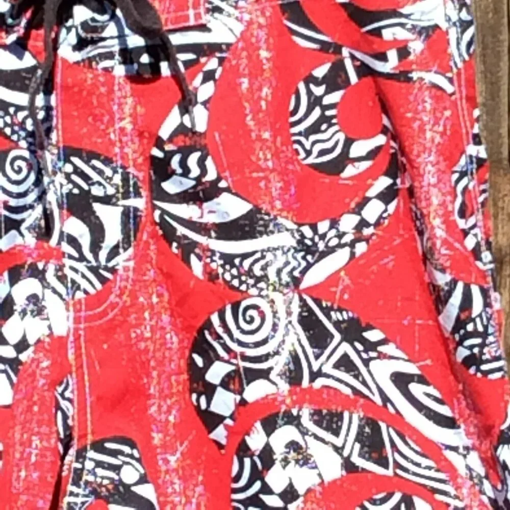 Kirra Mens Size‎ 32 Red Black White Abstract Board Shorts Swim Trunks